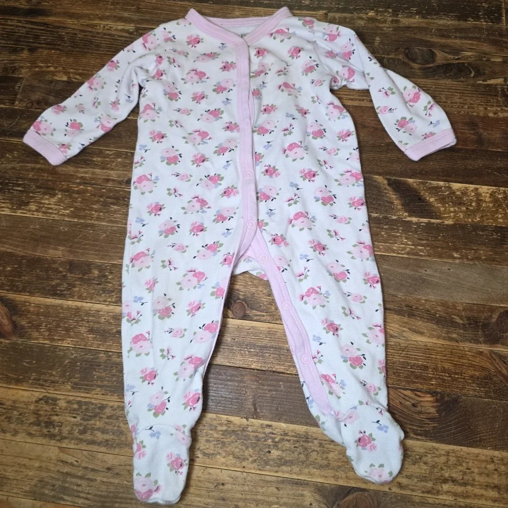 5 Baby Girl 6-9 months Footed Zip Up One Piece Sleeper Pajama Lot  Bundle Infant